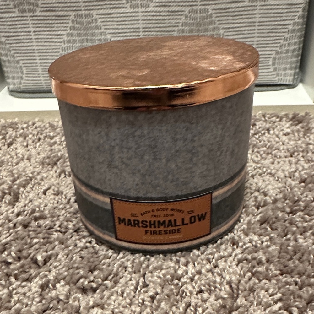 Marshmallow Fireside Three Wick Candle with Copper Lid